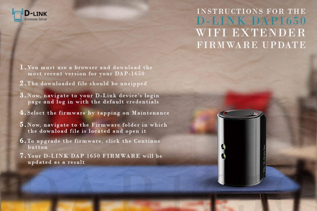 Instructions for the dlink dap 1650 wifi extneder firmware update